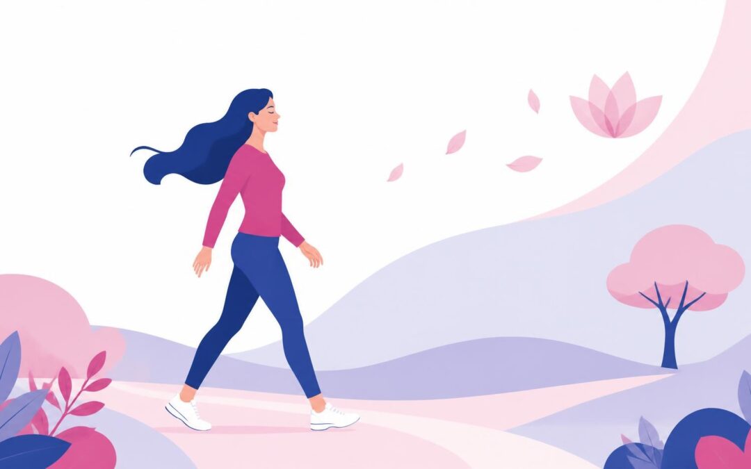 Femme marchant dans la nature, illustration sur l’activité physique adaptée